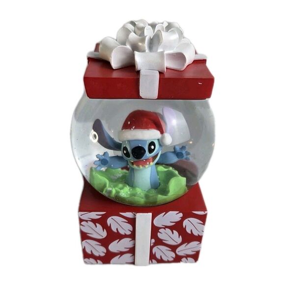 Dept 56 STITCH CHRISTMAS GIFT WATERBALL Disney ENESCO Large Snow Globe NEW - Picture 2 of 16